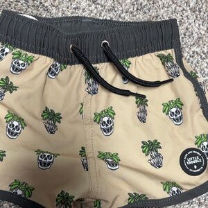 Little trouble, trending Kids Tan Skull Print swimsuit